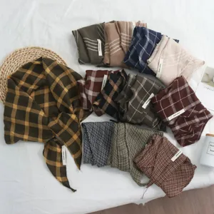 Damen Retro Karomuster Dreieckschal Leichter Mode Kopftuch Halstuch Frühling Sommer Tägliches Zubehör