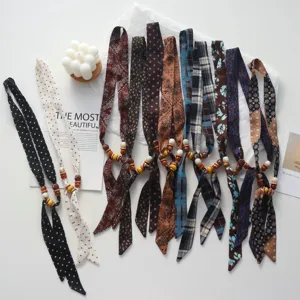 Cloth beaded scarf necklace with multi-pattern design, ideal for women daily wear.