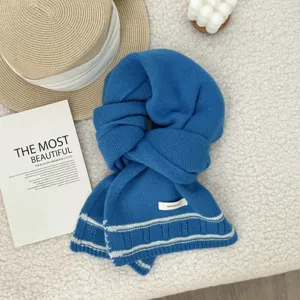 Cozy pure wool winter scarf for women and men, thick knitted warm winter neck wrap style
