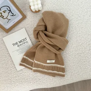 Cozy solid color wool winter scarf for women and men, soft warm knitted fashion neck warmer.