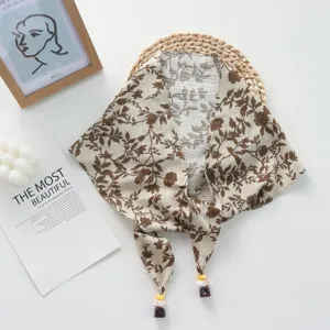 Retro floral print tie triangle scarf multi-functional waist skirt curtain tassel accessory