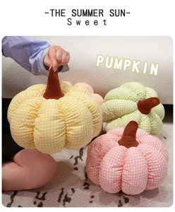 Coussin en peluche citrouille à carreaux nordique jouet poupée décoration cadeau