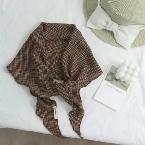 2025 neuer Retro karierter Kopftuch Rauten Schal Damen Fruehling Sommer duenn elegant vielseitig