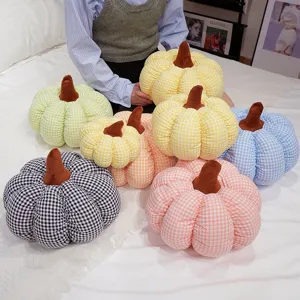 Peluche Citrouille à Carreaux Style Nordique Mignonne Poupée Plante Rembourrée Doux Coussin Décoration Cadeau