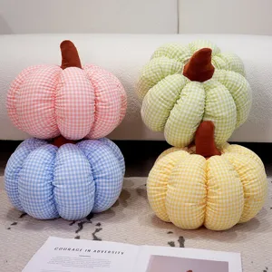 Style Nordique Coussin En Peluche Citrouille A Carreaux Mignon Decoration Cadeau Fete