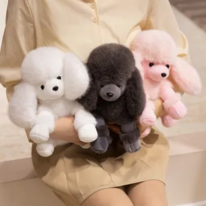 Peluche Caniche Mignonne Animal en Peluche Chien Poupée Oreiller Doux Moelleux Compagnon pour Enfants Jouet Apaisant Cadeau d'Anniversaire Décoration