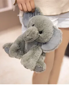 Cute grey elephant plush toy soft stuffed animal doll for kids gift hugging toy fluffy design
