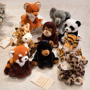 Cute Cartoon Animal Plush Toy Stuffed Doll Giraffe Fox Elephant Monkey Panda Tiger Toy Kids Companion Gift