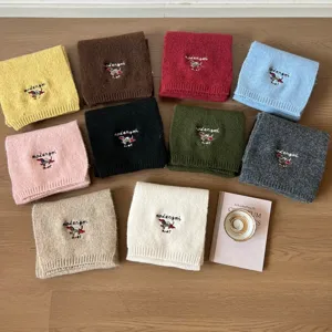 Bufanda De Punto Bordada Con Lindo Perro Salchicha Para Mujer Invierno Cálido Suave Protector De Cuello Diario Casual Pareja Bufanda