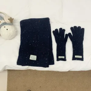 Women Winter Knit Scarf And Gloves Polka Dot Warm Thickened Cycling Accessories Female Cold Weather Daily Wear