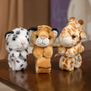 Cute plush slap bracelet set featuring lovely tiger leopard and giraffe soft toys for kids.
