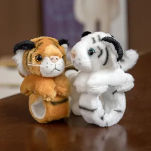 Cute plush tiger slap bracelet soft animal wristband toy for kids birthday gift