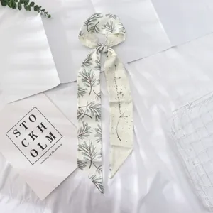 Gedruckter dünner Schal für Damen, elegante lange Twilly Halstuch für Handtasche und Haare.