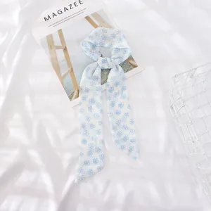 Donna carino nastro chiffon fiori blu foulard capelli chic cravatta borsa accessori