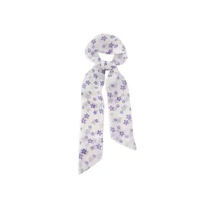 Sciarpa nastro in chiffon con fiori da donna, elegante foulard e fascia per capelli.