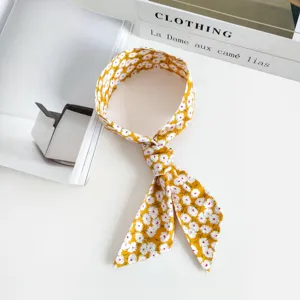 Bandeau imprimé en coton lin foulard de cou polyvalent pour femmes accessoire de mode.