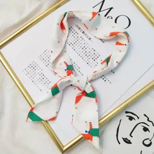 Foulard en soie fin style français ruban bandeau élégant tour de cou polyvalent pour femmes