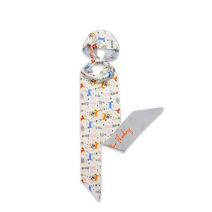 Écharpe en Polyester Imprimé Frais pour Femmes Ruban Long Étroit Twilly pour Sac Décoratif Bandeau de Cou et Tête Accessoire
