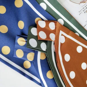 Koreaanse lange zijden sjaal voor dames met polkadots elegante halsdoek veelzijdige tas lint