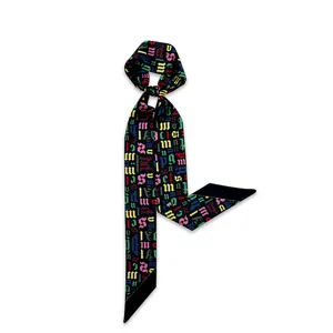 Longue écharpe twilly imprimée étroite pour femme ruban de sac élégant accessoire de cheveux