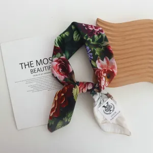 Spring summer new floral print 100% cotton small square scarf vintage style hair accessory