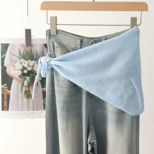 Châle triangulaire en tricot bleu clair écharpe de mode polyvalente accessoire décoratif femme