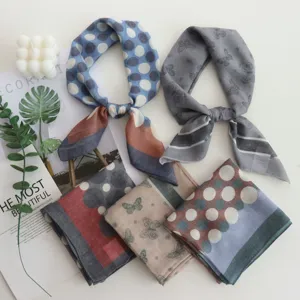 Cotton polka dot butterfly small square scarf 55cm colorblock stylish neckerchief