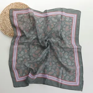 Vintage paisley print cotton small square scarf for women breathable retro neckerchief decor