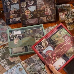 Vintage Scrapbooking Benodigdheden Journal Materiaal Kit Klassieke Kunst Illustratie Sticker Tape Notitieboek Kantoorartikelen Geschenkdoos Set Voor Knutselen Dagboek