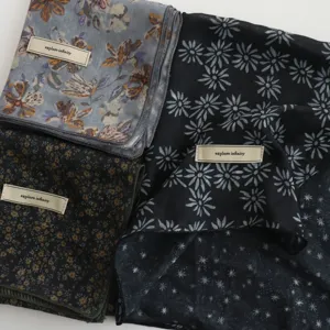Women stylish printed square scarf floral neckerchief breathable fashion hair band detail