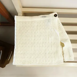 Grobstrick Wickelrock Schal vielseitig kombinierbare elegante Damen Strickmode creme