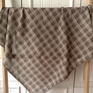 Foulard Carré Rétro Imprimé Floral et Carreaux Géométriques Avec Bordure en Dentelle Foulard de Cou Minimaliste Pour Femme