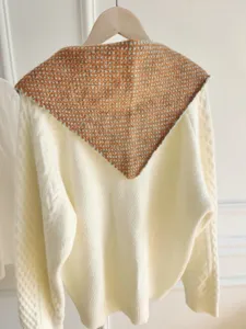 Korean style knit sweater with contrast sailor collar, cozy and chic layering pullover top.