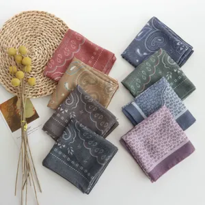 Fashion floral paisley square scarf silk neckerchief women breathable spring summer hair band