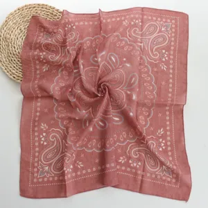 Women spring summer breathable square scarf stylish paisley print lightweight neckerchief hair wrap