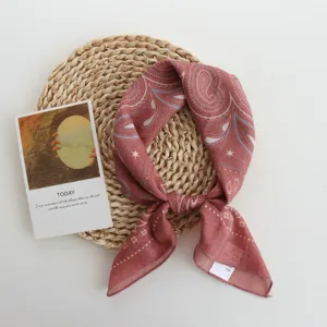 Vintage paisley printed square scarf for women, lightweight breathable neckerchief or hair band.
