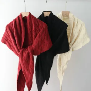 Solid color knitted large shawl triangle scarf winter warm fashion apparel accessories display