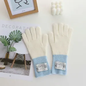 Colorblock knit gloves for women winter thick warm soft comfortable cozy stylish daily wear accessories