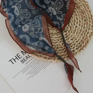 Γυναικείο τριγωνικό μαντήλι paisley καφέ περίγραμμα μόδα διακοσμητική ζώνη αξεσουάρ μέσης