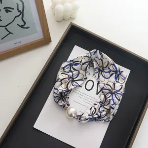 Collana foulard di seta con chiusura magnetica di perla donne, primavera estate foulard.
