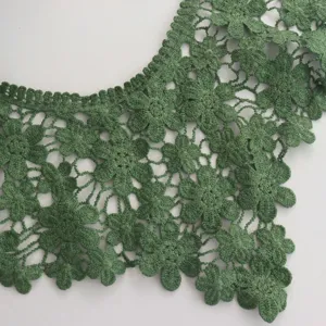 Green crochet lace detachable fake collar hollow floral design fashion layering accessory for women