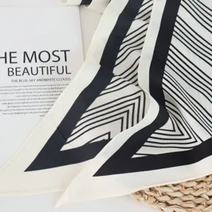 Black and white striped silk twill triangular scarf detail, elegant office neckwear accessory