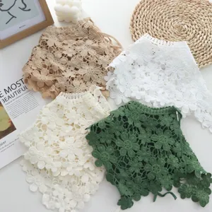 Women summer crochet floral hollow shawl fake collar layered bib fashion accessories
