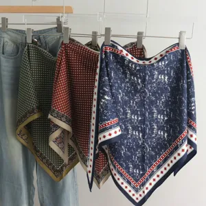 Γυναικείο Ρετρό Τριγωνικό Μαντήλι με Tie-Dye Τύπωμα Μόδα Πολυχρηστική Μαντήλα Κεφαλής Κομψό Μεταξωτό Μαντήλι Ζώνη Μέσης Καλοκαίρι
