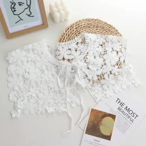 White lace hollow floral fake collar capelet women vintage chic summer detachable collar bib