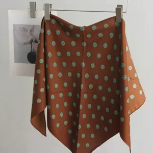 Brown green dot silk scarf triangle shawl fashion women clothing accessory new design