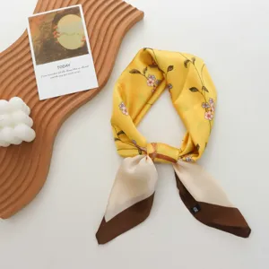Floral kleine Seidenschal stilvolles Halstuch für Damen elegante Frühlingsaccessoire