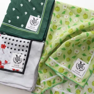 100% βαμβακερό τετράγωνο μαντήλι bandana χαριτωμένο φρούτο πουά πράσινο αξεσουάρ μαλλιών