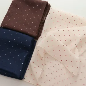 French vintage polka dot cotton square scarf, lightweight thin neck scarf for spring and summer.