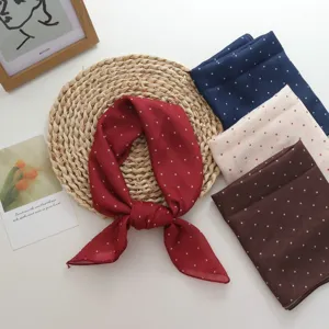 French Vintage Polka Dot Polyester Square Scarf Women Fashion Chic Summer Thin Small Neck Scarf Decorative Headscarf
